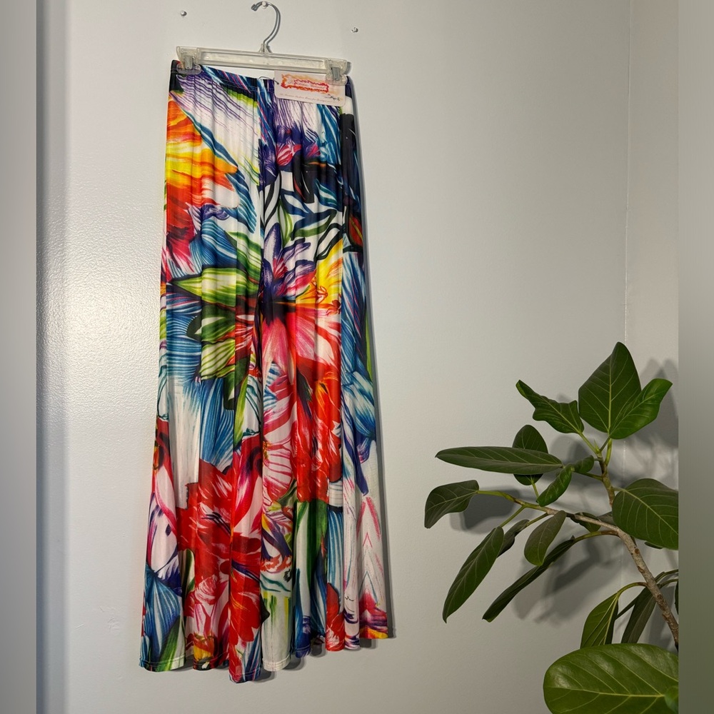 Vibrant Floral Wide-Leg Flowy Pants